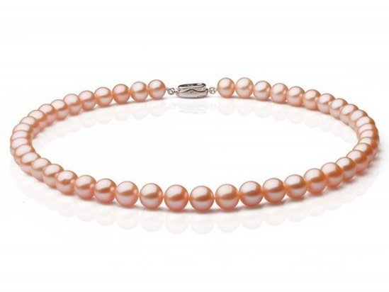 7-8 mm Pink/Peach Freshwater Pearl Set 14K Gold